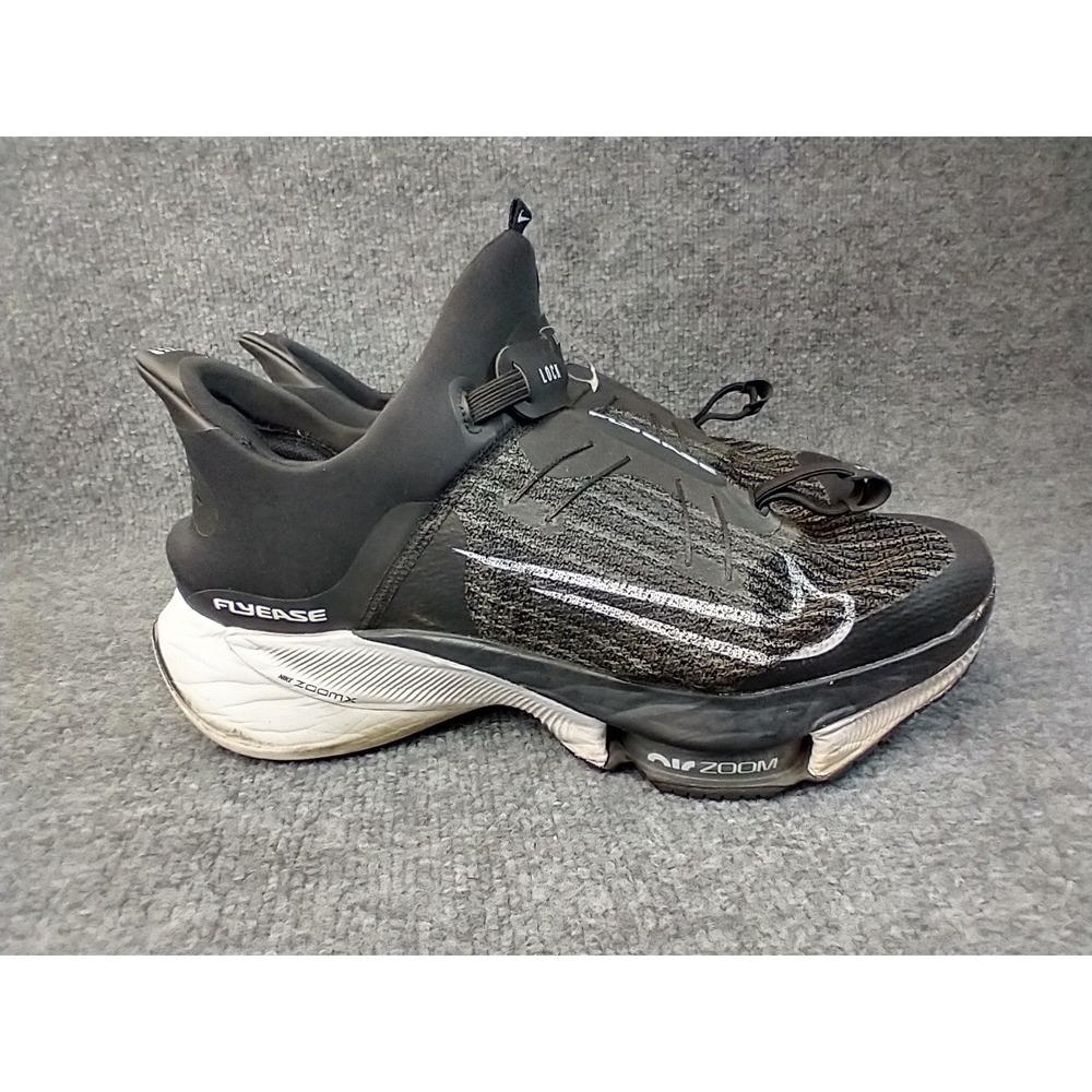Nike Air Zoom Tempo Next% FlyEase Mens 12 Black White Running Shoes CV1889-005